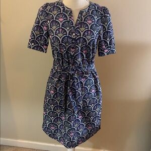 Talbots Modern Poplin Shirt Dress Scalloped Floral - size XS